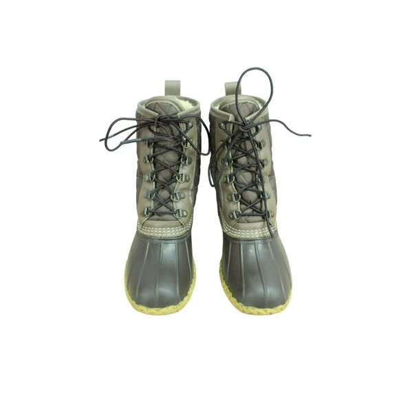 LL Bean Brown Nylon Shearling Lined Quilted Insulated Duck Boots Size 7 M - Picture 5 of 10